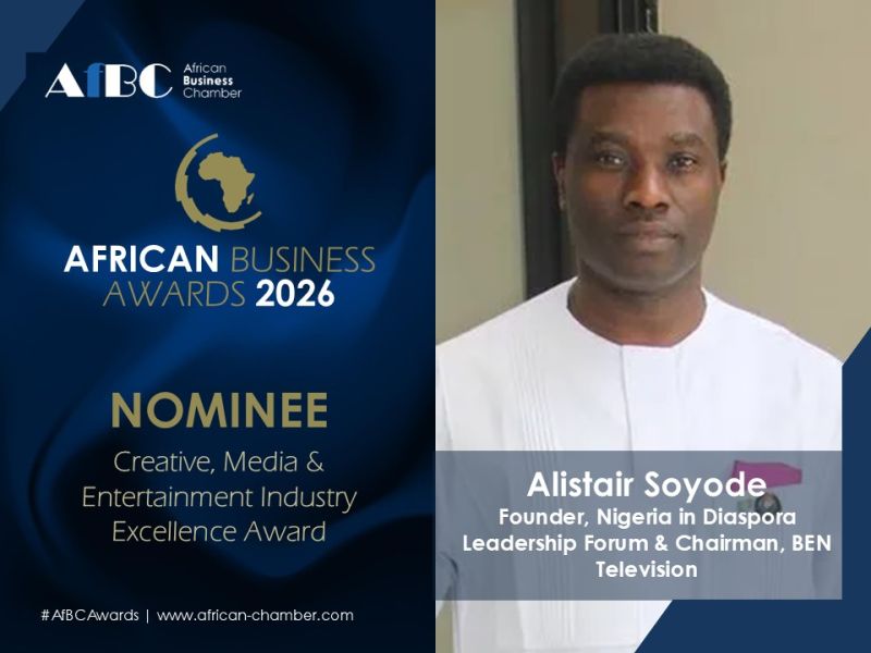 Media entrepreneur Alistair Soyode nominated for AfBC African Business Awards 2026.