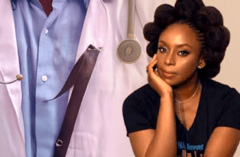 Chimamanda Ngozi Adichie speaking at a public event.