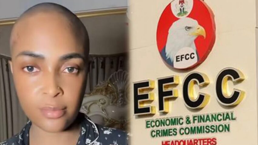Blessing CEO arriving at the Federal High Court in Lagos during her alleged N36 million fraud arraignment by the EFCC.