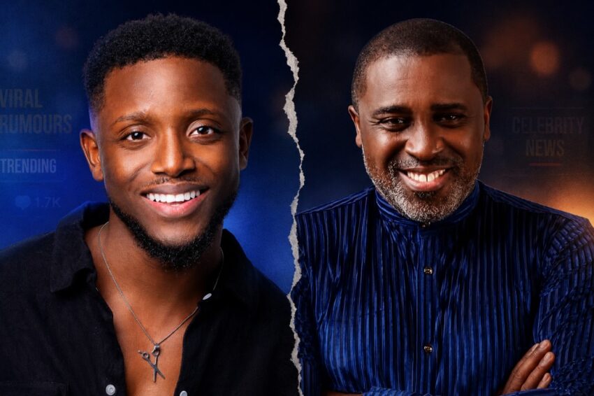 Split image of Chike and Frank Edoho during viral online discussions surrounding relationship rumours
