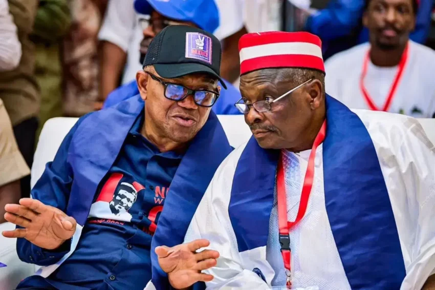 Peter Obi and Rabiu Musa Kwankwaso during the announcement of their 2027 presidential ticket.