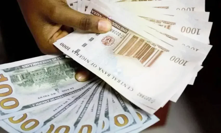 Dollar and Naira currency exchange rate concept in Nigeria