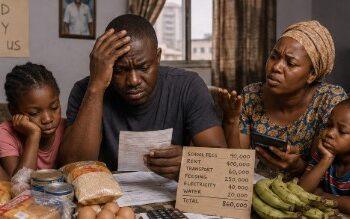 "Every Day Is A New Battle" — How a Father of Four in Lagos Is Surviving Nigeria's Tough Economy A Lagos father sits with his wife and four children while reviewing household expenses amid Nigeria's rising cost of living.