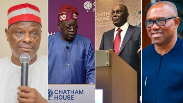 Nigerian politicians during a political gathering discussing party loyalty and defections