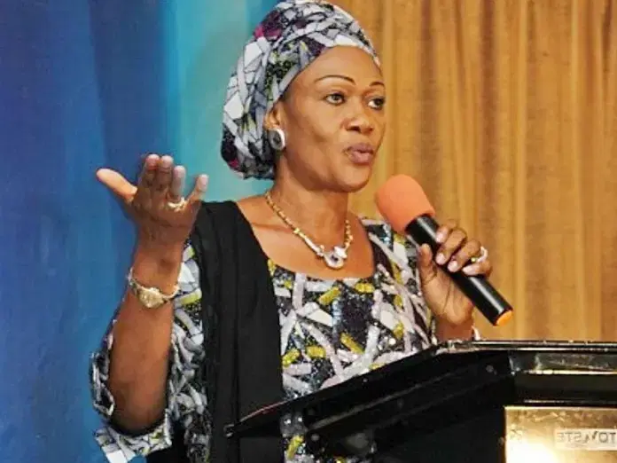 First Lady Oluremi Tinubu speaking about entrepreneurship during a public event.