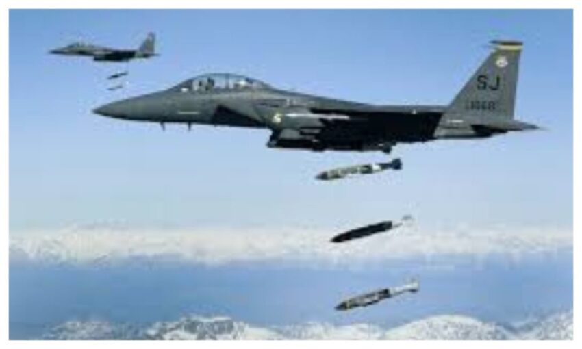 Military aircraft involved in counterterrorism operations targeting ISWAP fighters in Borno State.