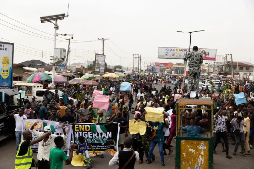 Vehicles travelling on a Nigerian highway amid growing concerns over insecurity and kidnappings.