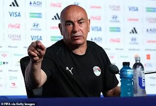 Egypt head coach Hossam Hassan reacts during his team's FIFA World Cup match against Argentina.