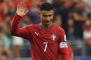 Cristiano Ronaldo reacts after Portugal's elimination from the 2026 FIFA World Cup, marking the end of his international career.