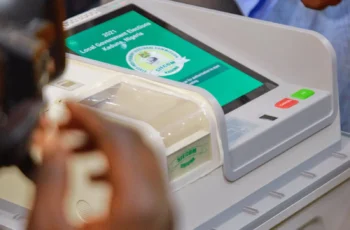 INEC officials uploading polling unit election results to the INEC Result Viewing Portal (IReV).