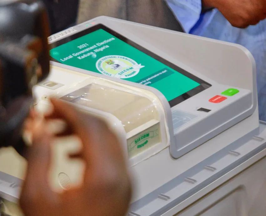 INEC officials uploading polling unit election results to the INEC Result Viewing Portal (IReV).