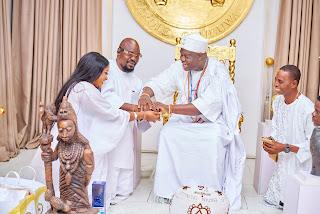 Ooni of Ife confers chieftaincy title on Baba Ijesha and gifts him a new car.
