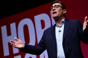 Andy Burnham speaking at the 2026 Labour Party Conference in Liverpool